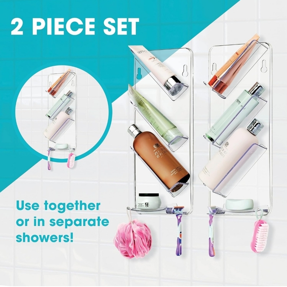 Shower Caddy Shelves Set of 2 - Picture 1 of 3